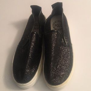 Women's black glitter slip-ons size 6.5